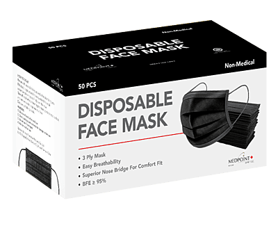 3-Ply Non-Medical Black Masks (50 Pack)