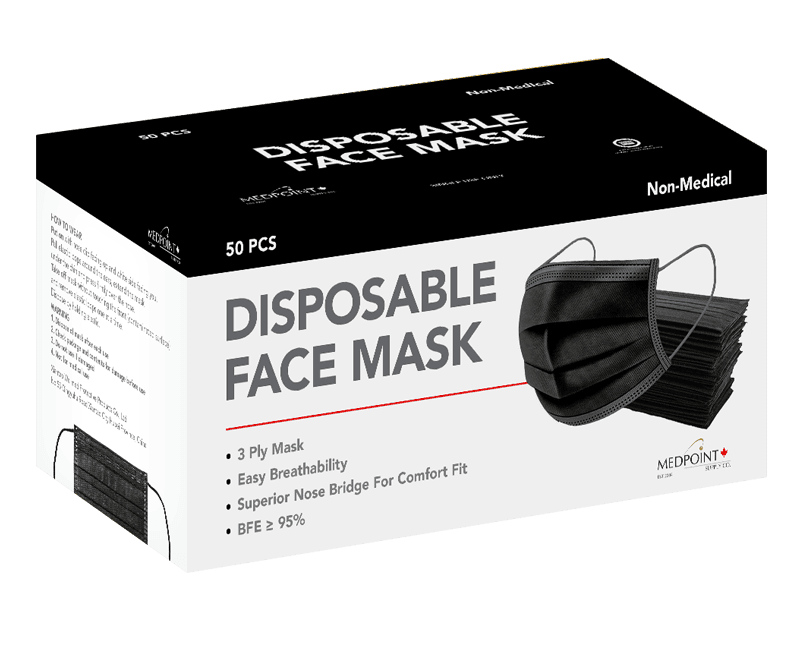 3-Ply Non-Medical Black Masks (50 Pack) 3-Ply Non-Medical Black Masks (50 Pack)